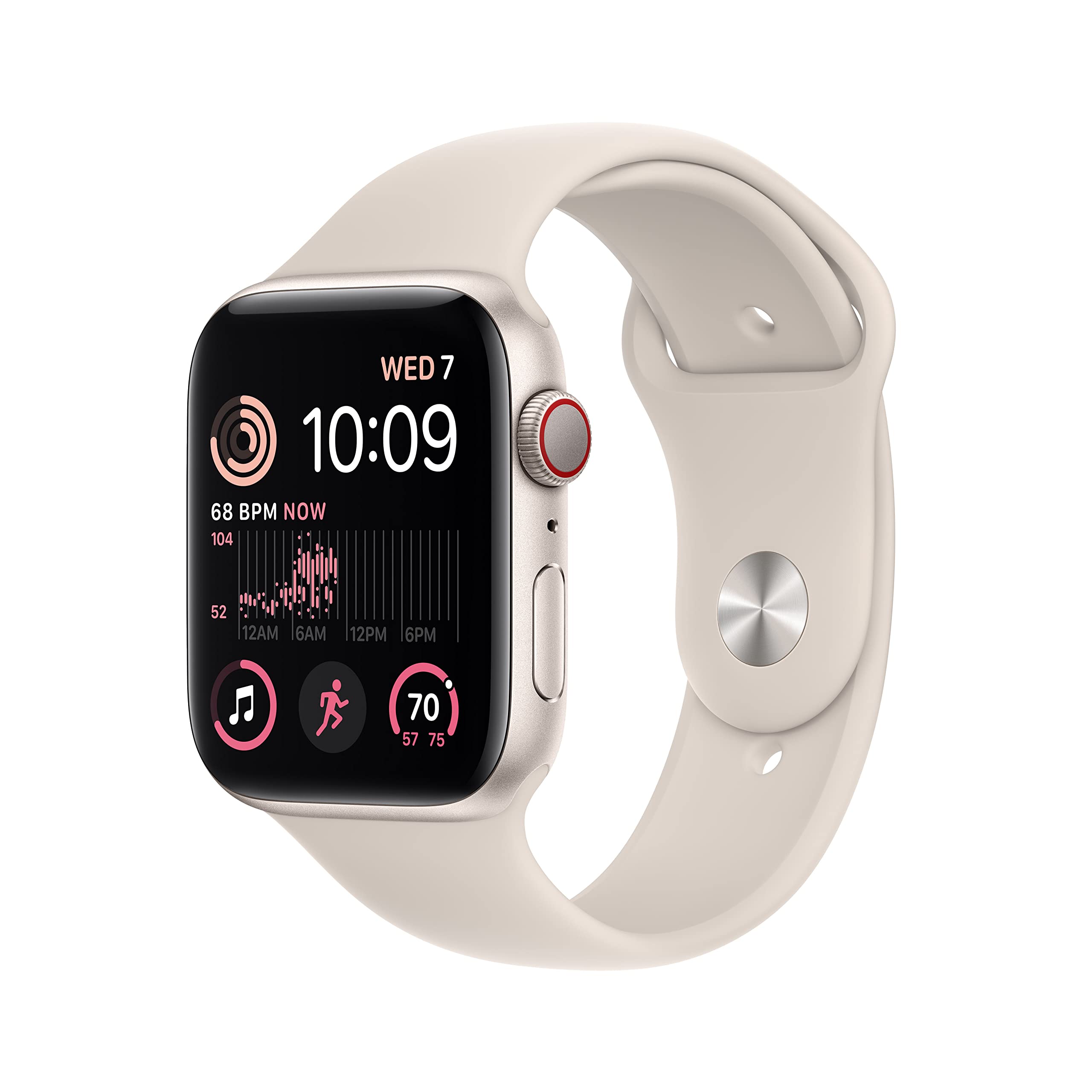 Apple Watch SE 2nd GEN GPS+Cel 44MM Alum Case Starlight Sport Band Starlight - MNTW3LL/A