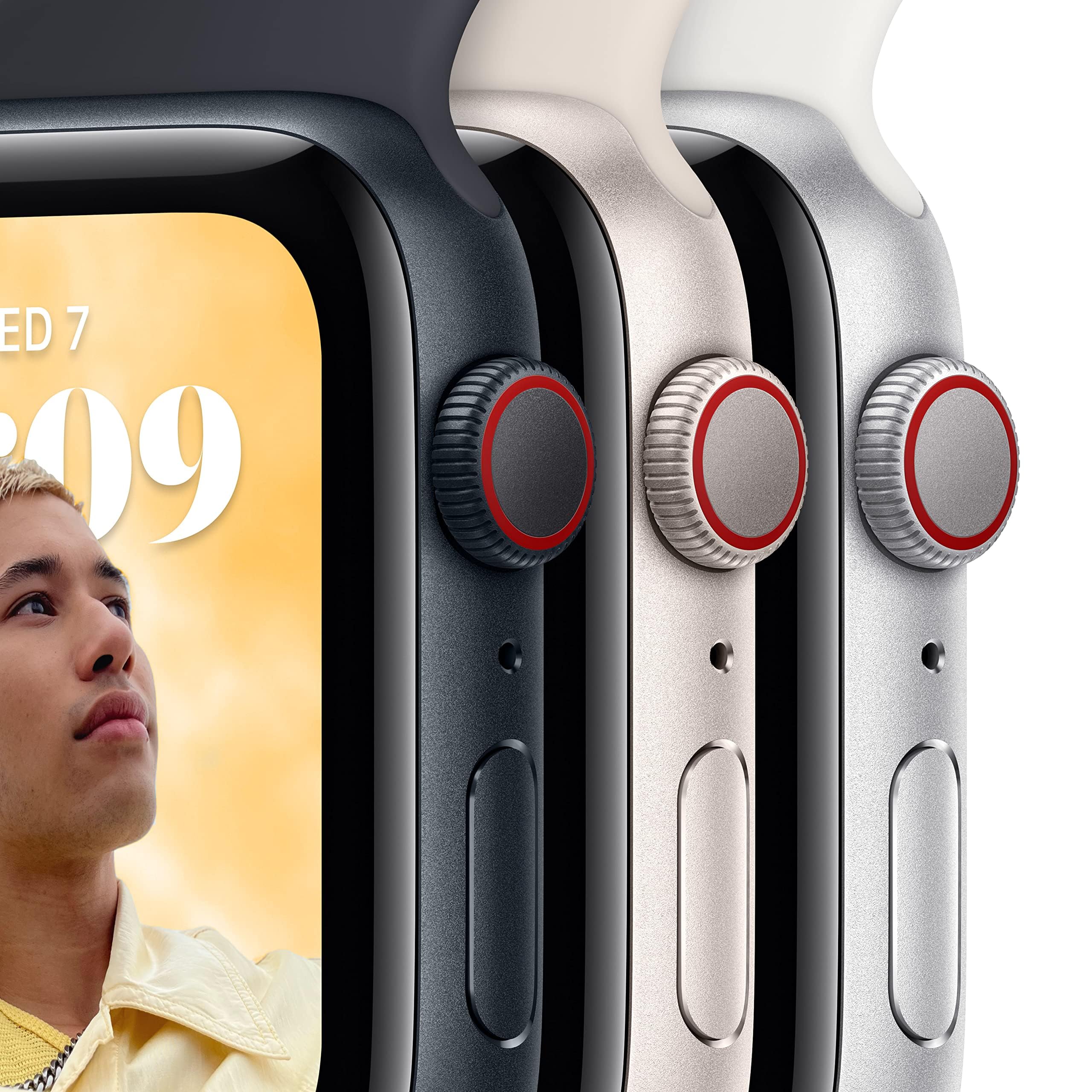 Apple Watch SE 2nd Gen (GPS) 40mm Starlight Aluminum Case w/ Starlight Sport Band - M/L - MR9V3LL/A