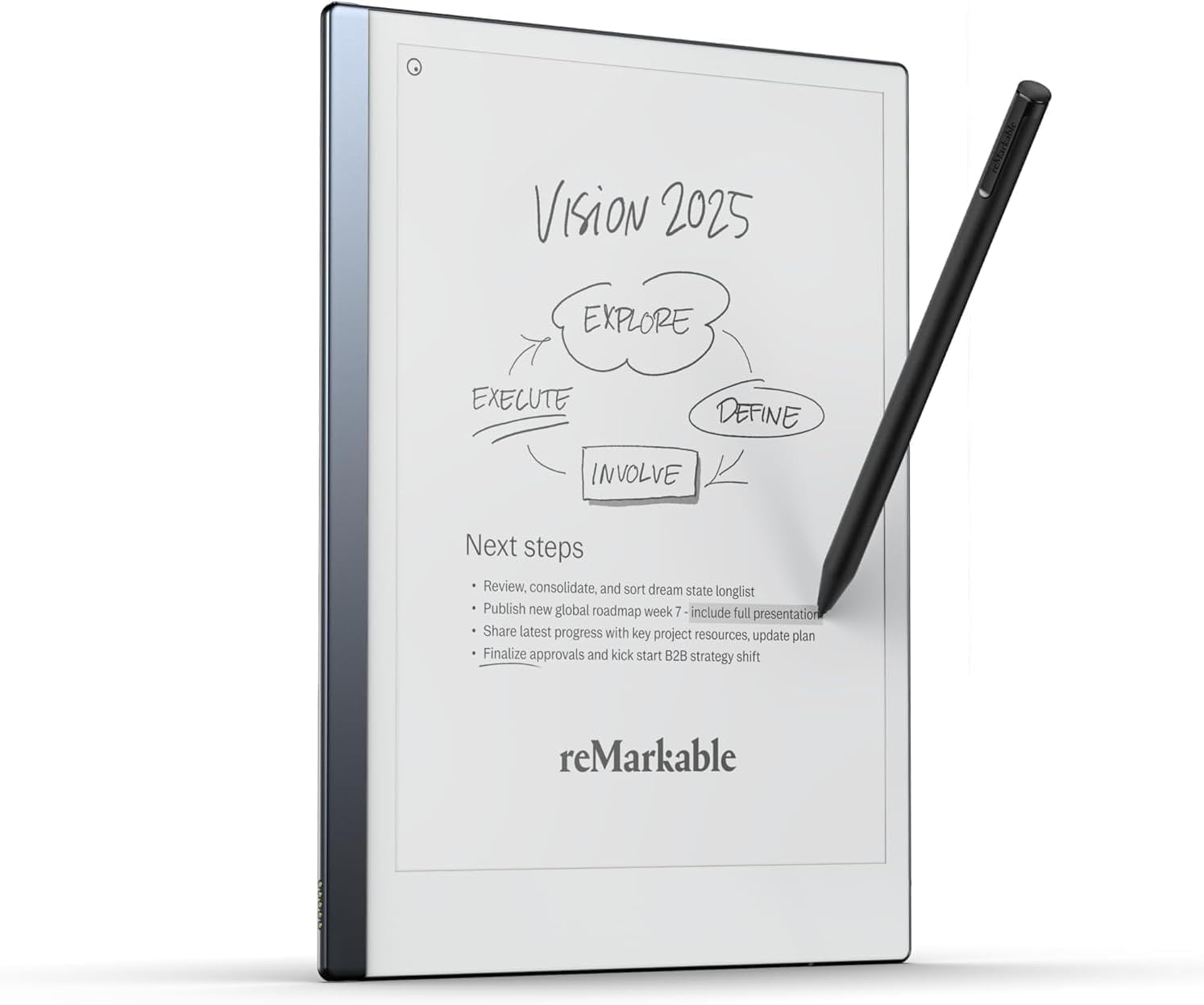 reMarkable 2 - 10.3 Paper Tablet with Black Marker Plus and Premium Leather Book Folio - Brown