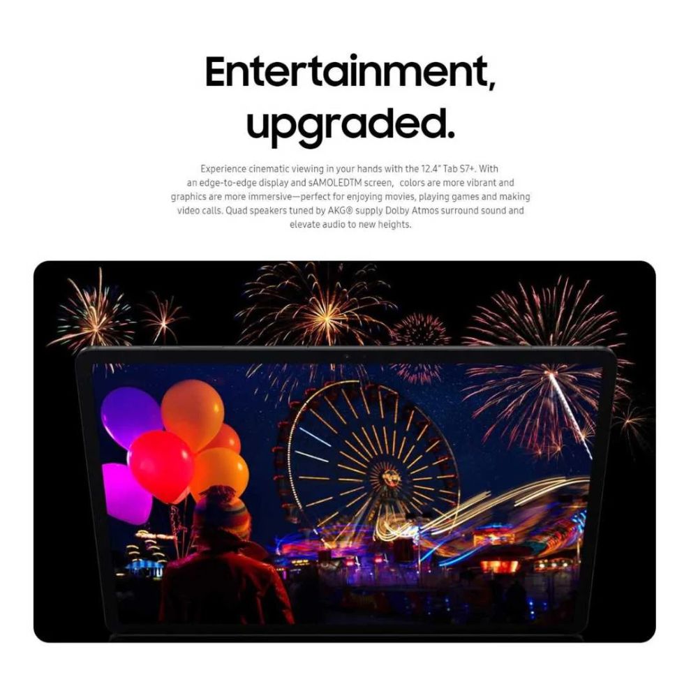 Samsung Galaxy Tab S7 Plus 12.4Ó 256GB - Wi-Fi - Mystic Black - SM-T970NZKEXAR