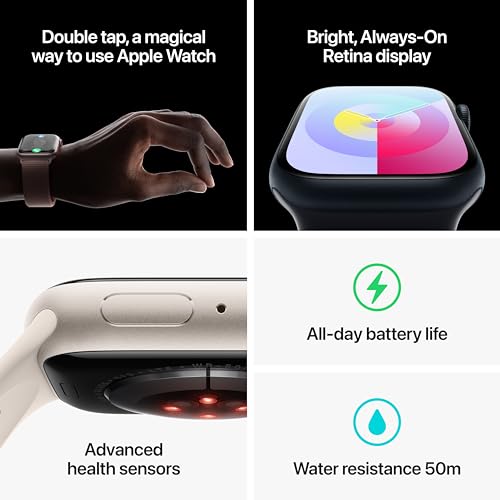 Apple Watch Series 9 (GPS + Cellular) 41mm Aluminum Case with Starlight Sport Loop - Adj - Starlight - MRHQ3LL/A