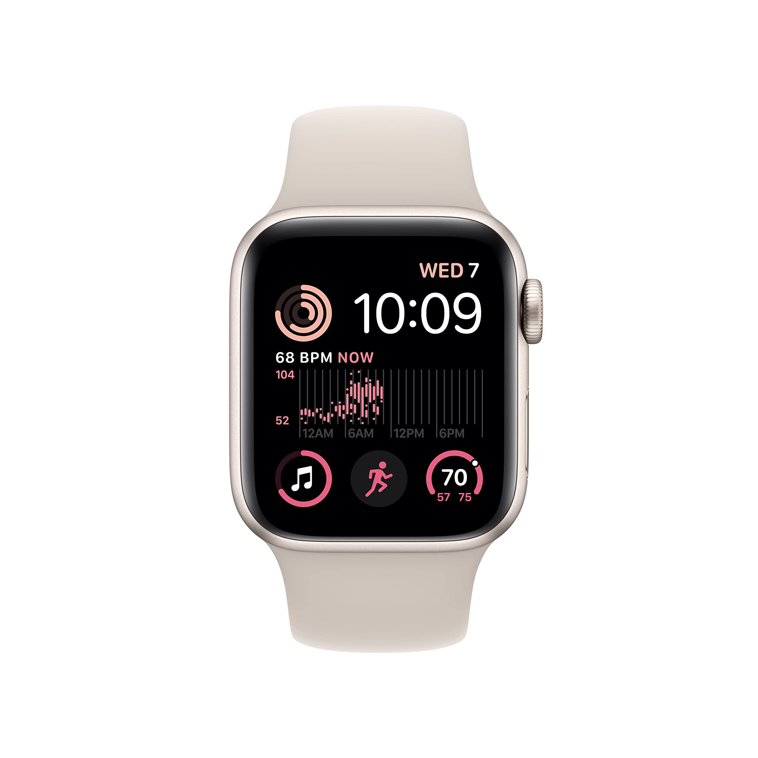 Apple Watch SE (2nd Gen) (GPS + Cellular, 40mm) - Starlight Aluminum Case with Starlight Sport Band, M/L - MNTL3LL/A