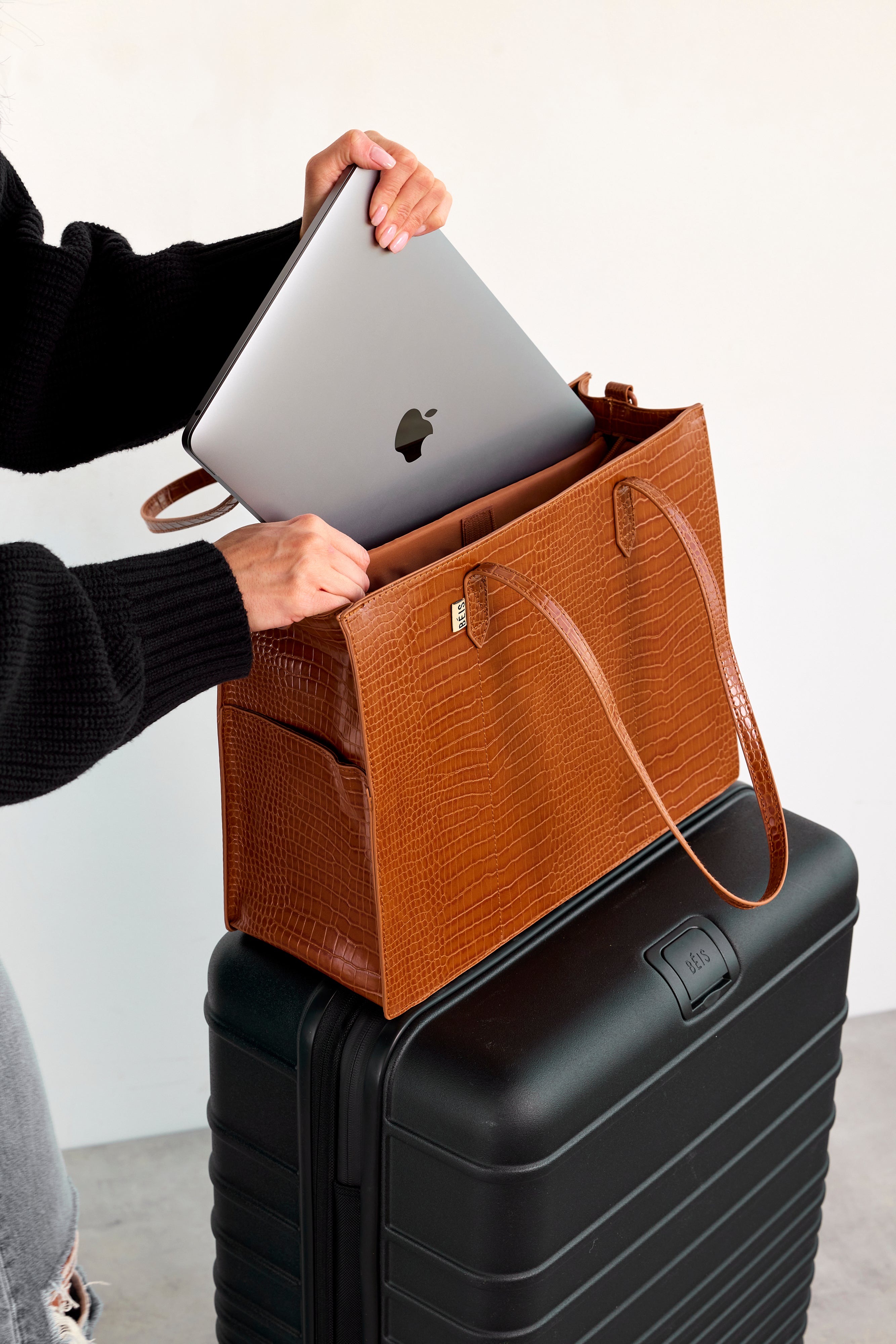 Resale The Work Tote in Cognac Croc
