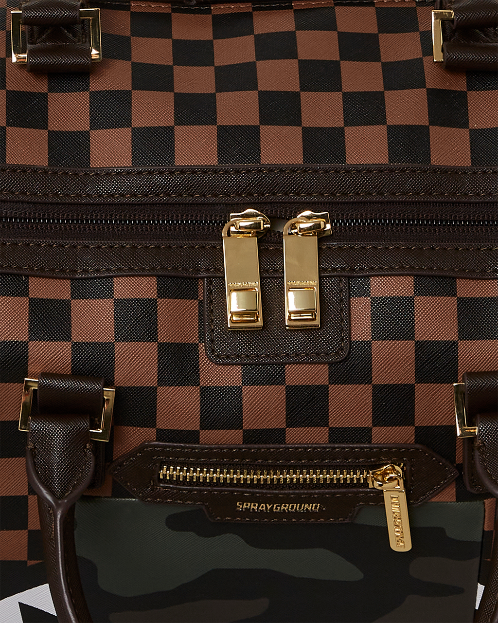 EXTERIOR GOLD ZIP POCKET SHARKS IN PARIS DUFFLE