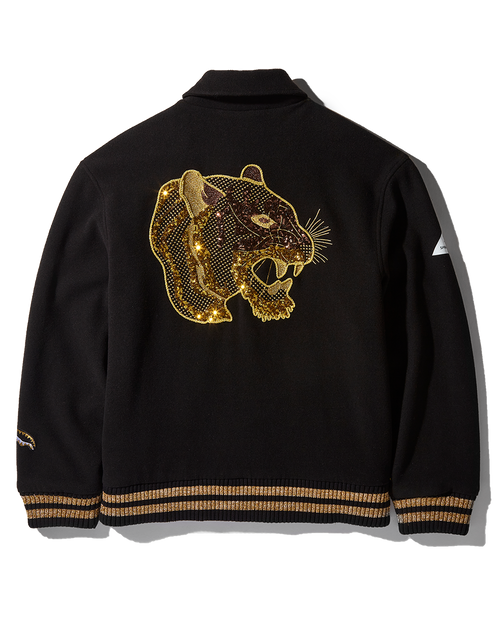 A.I.9 AFRICAN INTELLIGENCE GUILDED LEOPARD - SANDFLOWER COLLAB VARSITY JACKET