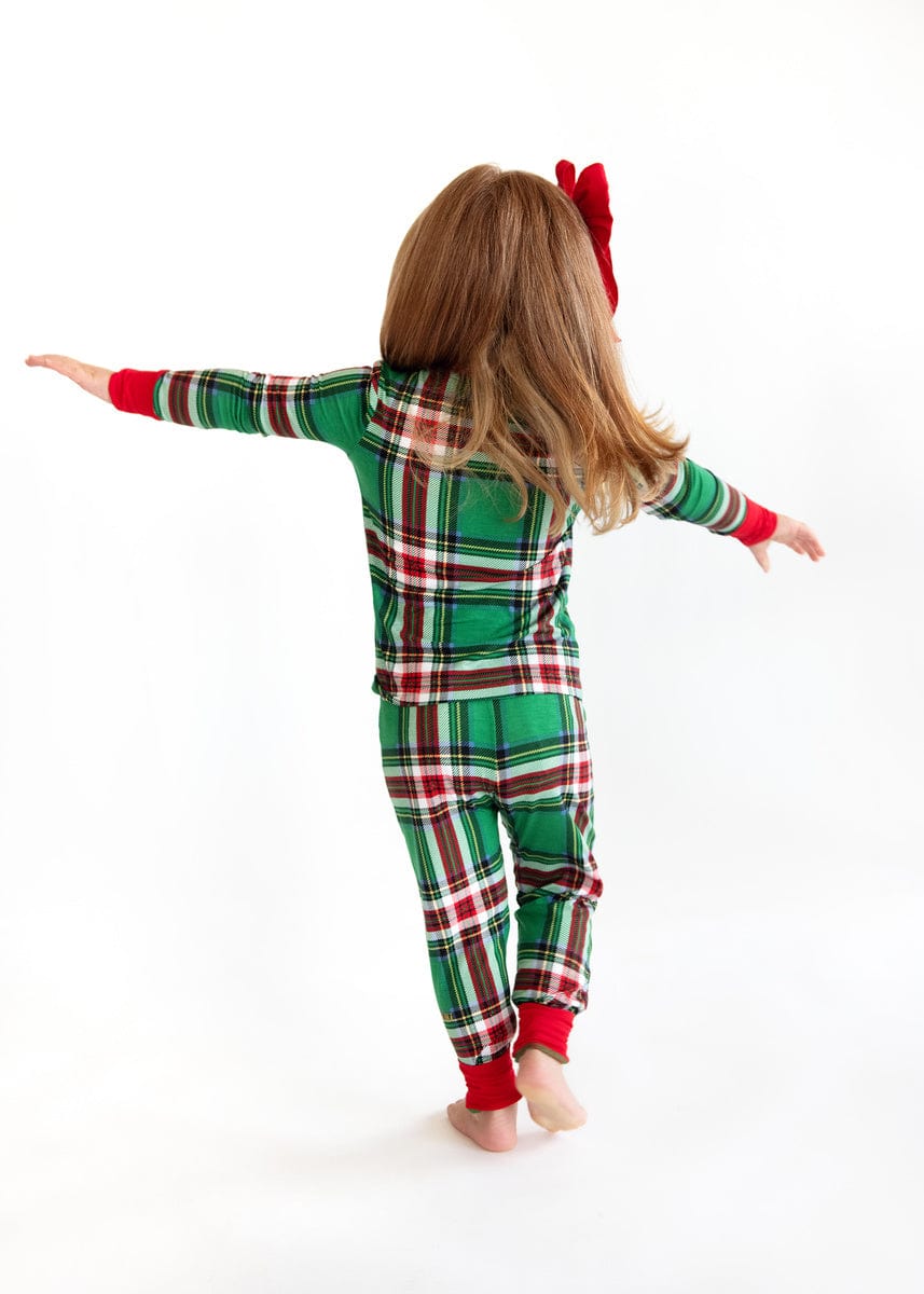 Snug-Fitting Unisex Toddler Matching Set - Green Plaid