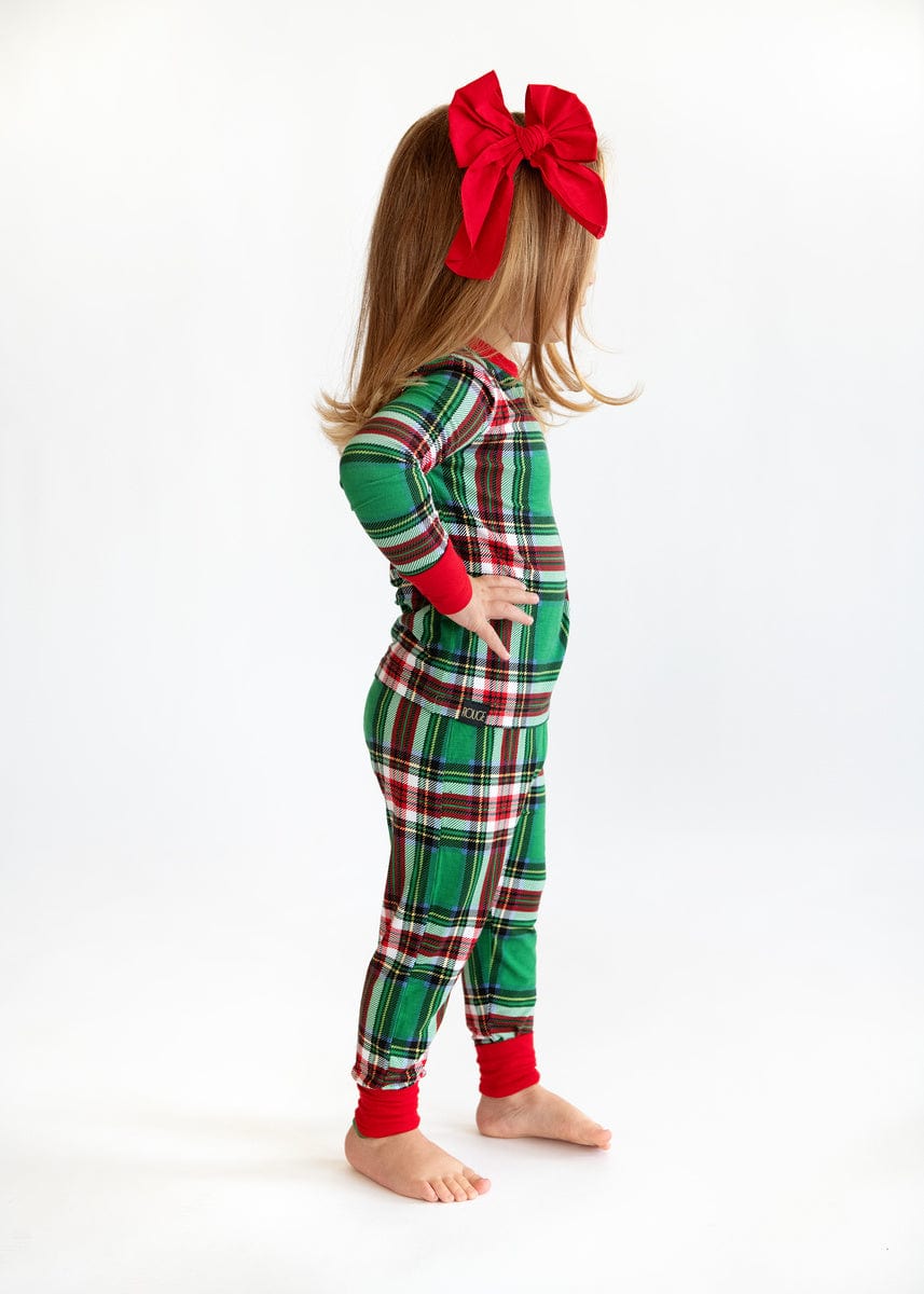 Snug-Fitting Unisex Toddler Matching Set - Green Plaid
