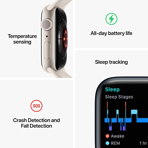 Apple Watch Series 8 (GPS) 41mm Aluminum - M/L Starlight Sport Band - MNUF3LL/A