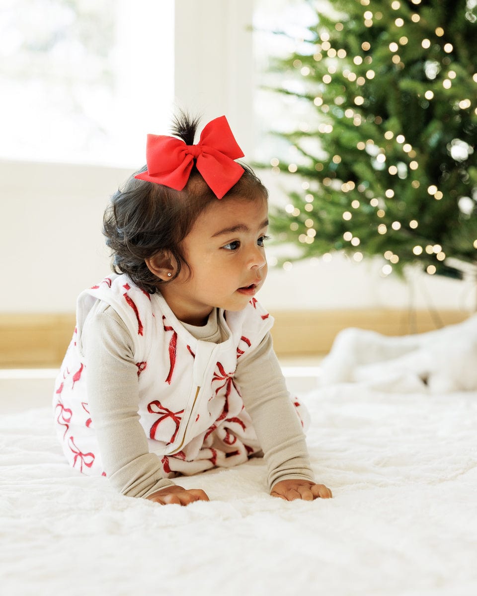 Red Ribbon Bows Wearable Minky Blanket
