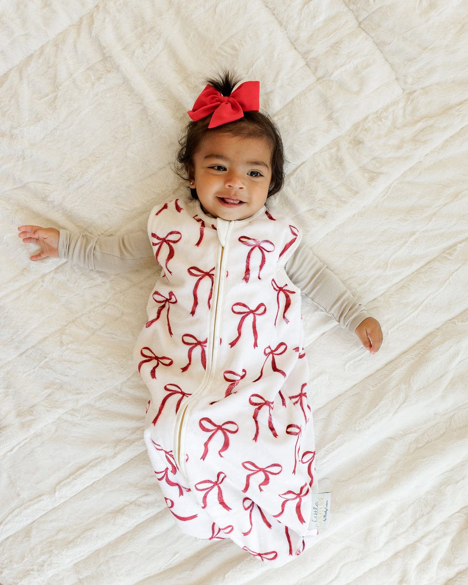 Red Ribbon Bows Wearable Minky Blanket